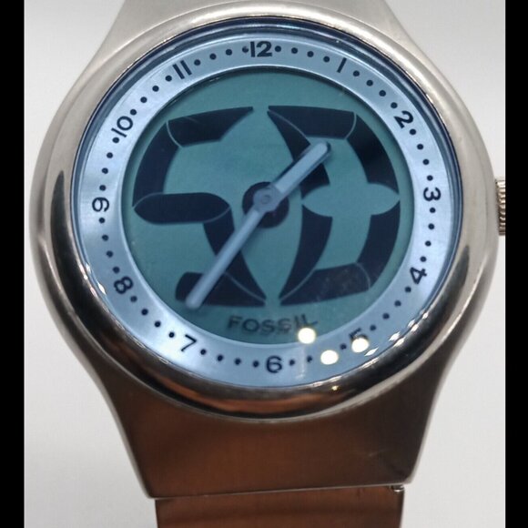 Vintage Y2K Fossil Big Tic Men's Watch Model JR-7860 Blue/Stainless Steel - Picture 1 of 13